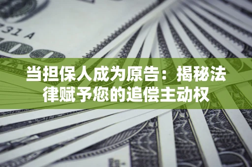 武汉当担保人成为原告：揭秘法律赋予您的追偿主动权